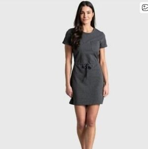 United By Blue Charcoal Gray Drawstring T Shirt Dress Normcore Preppy Size M